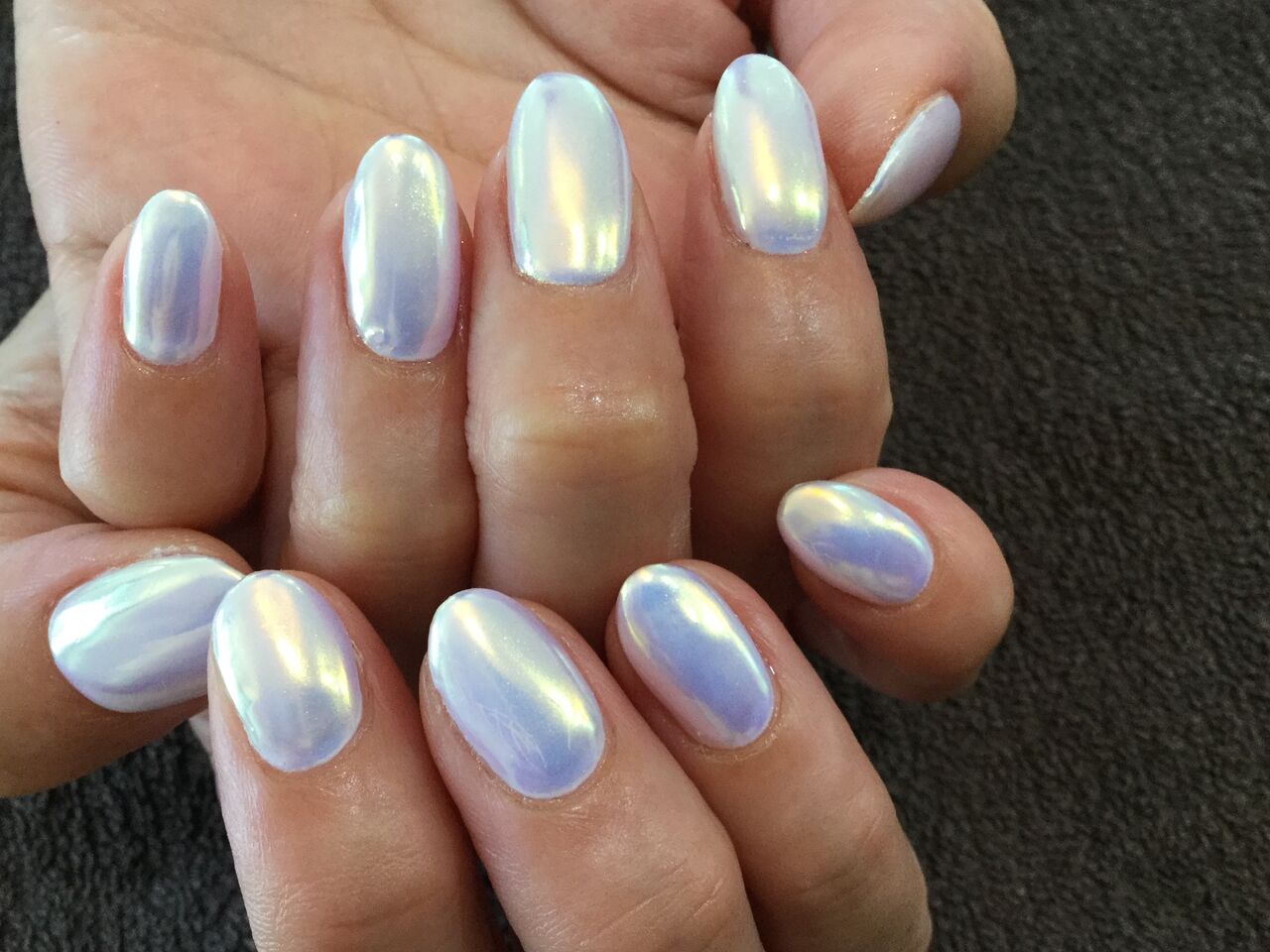 オーロラパウダーホワイト 白のキラキラ ワンカラーネイル Nail Salon Freestyle