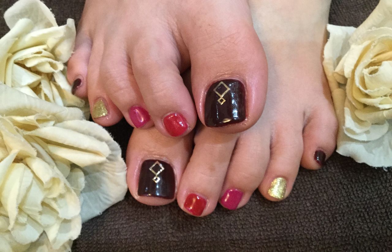 秋色 フットジェルネイル Nail Salon Freestyle
