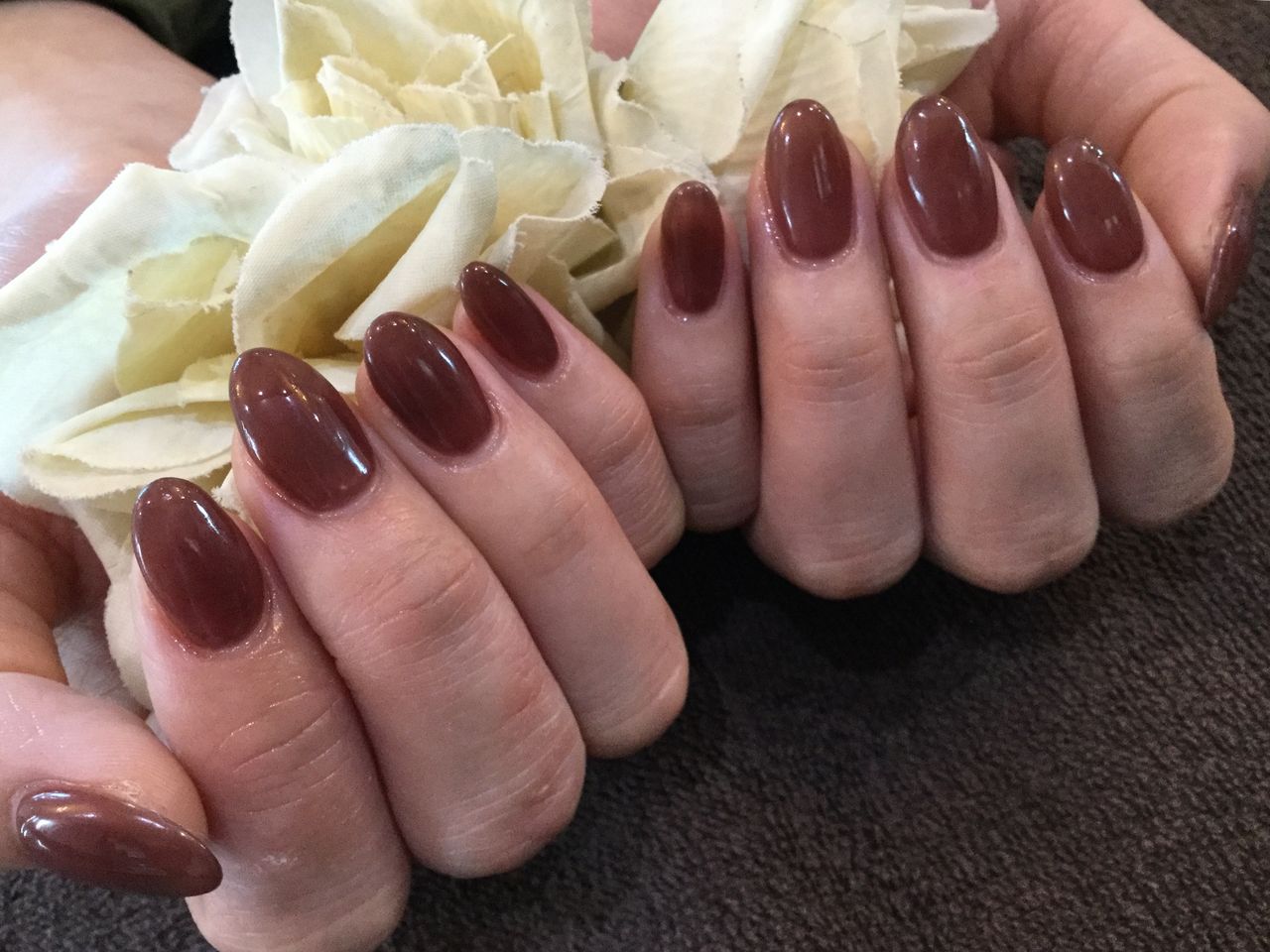 チュールココア一色塗りネイル Nail Salon Freestyle