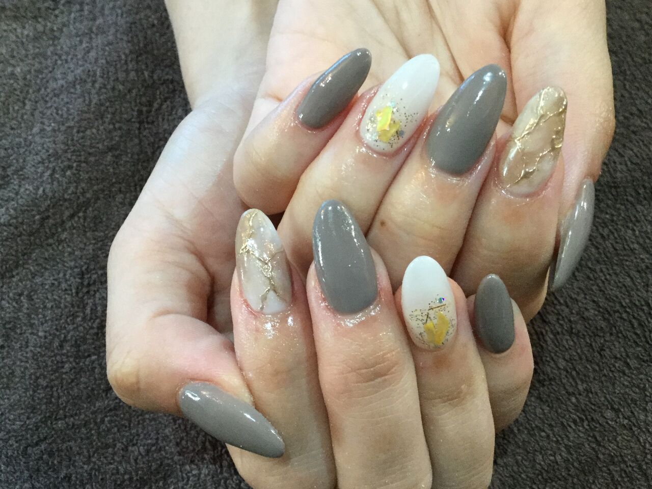 大理石 グレーが素敵 大人アートなスカルプネイル 彡 Nail Salon Freestyle