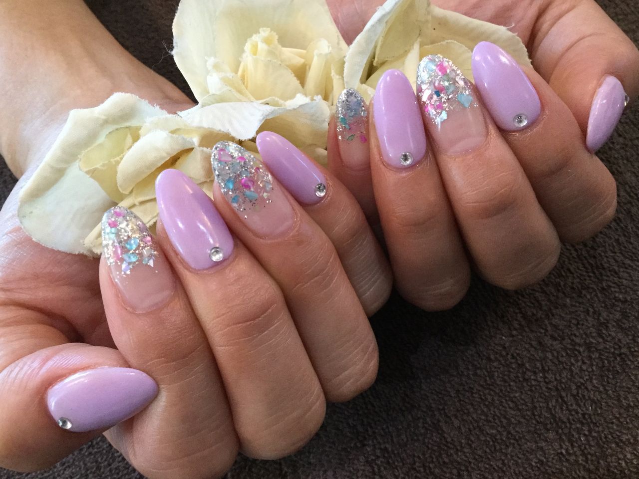 mixシェルが可愛い パステルパープルnail Nail Salon Freestyle mixシェルが可愛い パステルパープルnail Nail Salon Freestyle