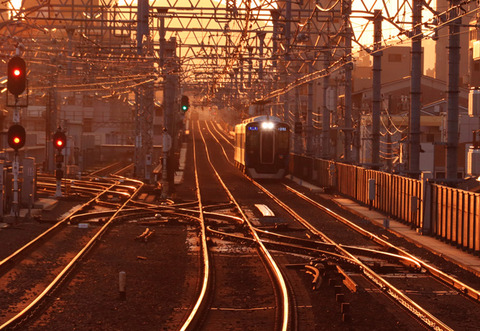 夕暮れの線路 、石屋川u1236