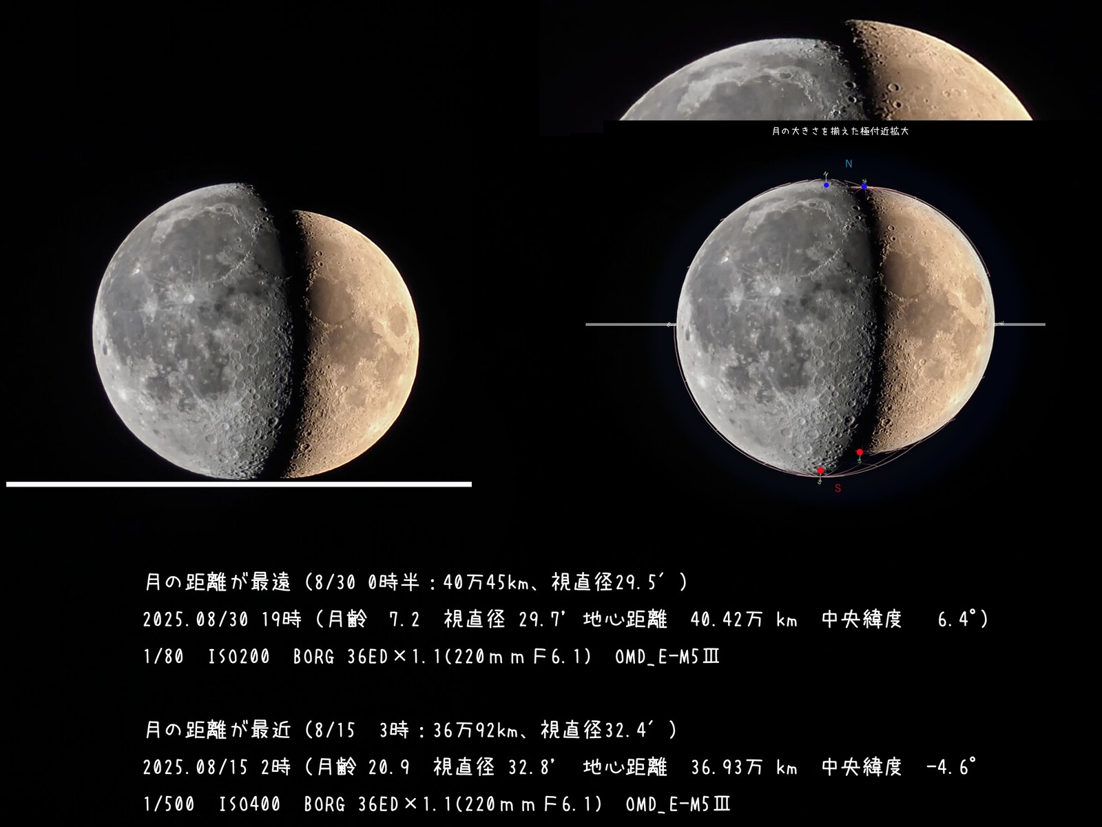 投稿：8月の最遠・最近の月＆ひまわり【追々記】2025/09/07 : 中川光学