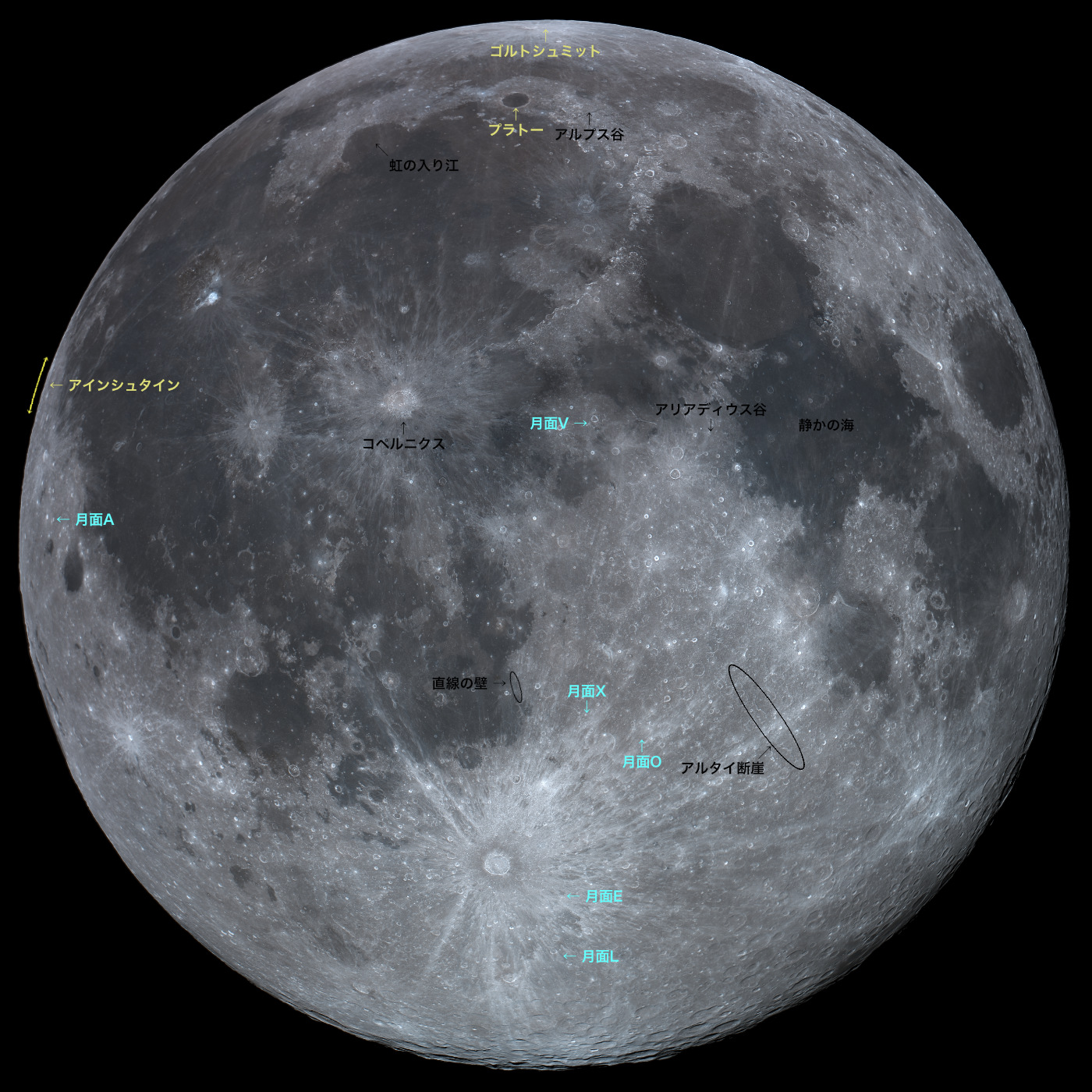 今週は月面週間：直線の壁・コペルニクス・虹の入江・月面A 2021/04/20