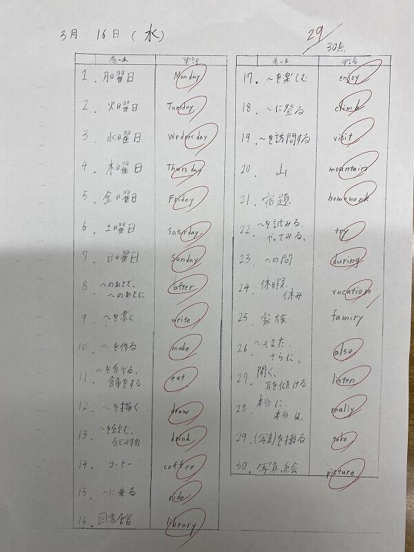 英単語のテスト 杉村 英語 中郡校ブログ