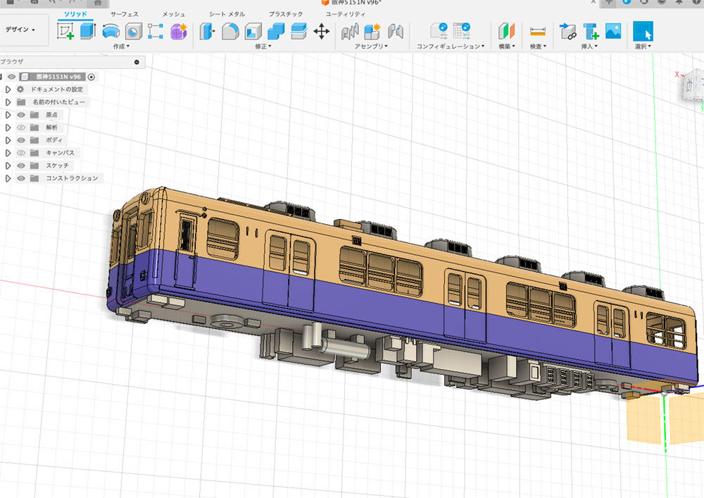 阪神5151 1/80模型(1) 3D設計 : 電車の風景 阪神5151 1/80模型(1) 3D設計 : 電車の風景