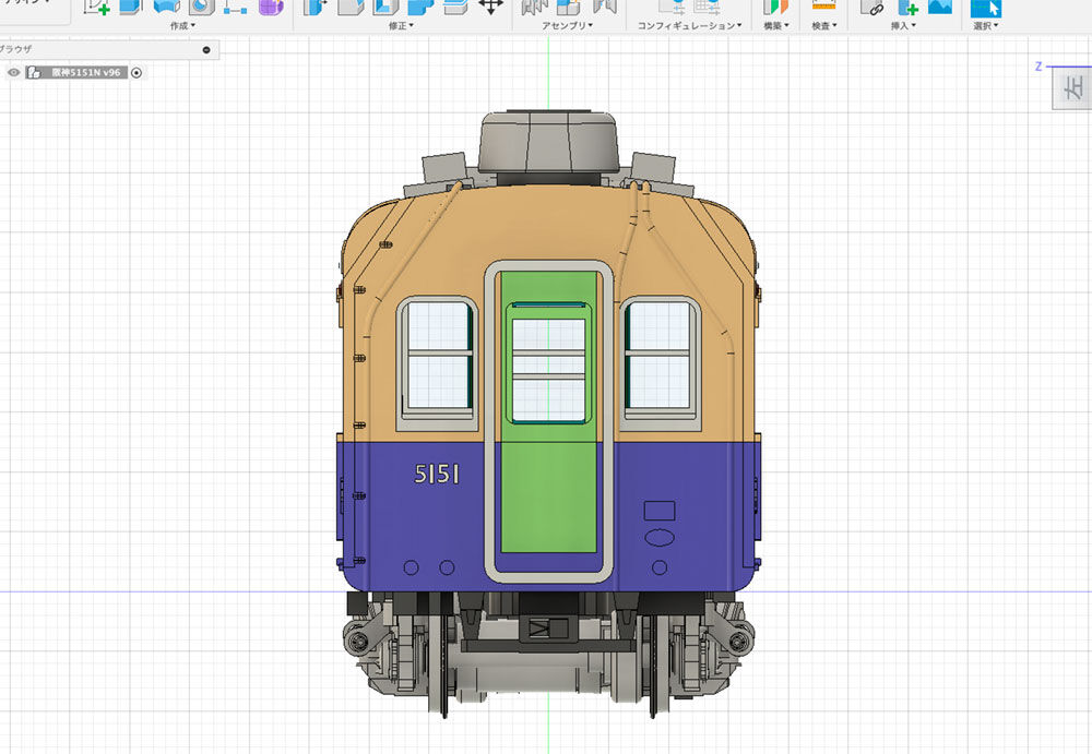 阪神5151 1/80模型(1) 3D設計 : 電車の風景 阪神5151 1/80模型(1) 3D設計 : 電車の風景