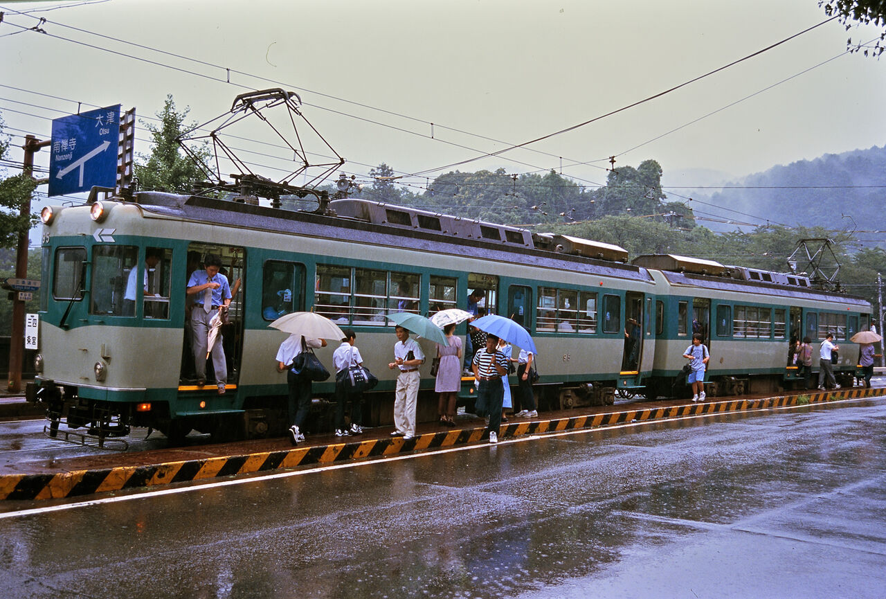 京阪電車京津線 路面電車の頃（1997年7月） : 電車の風景