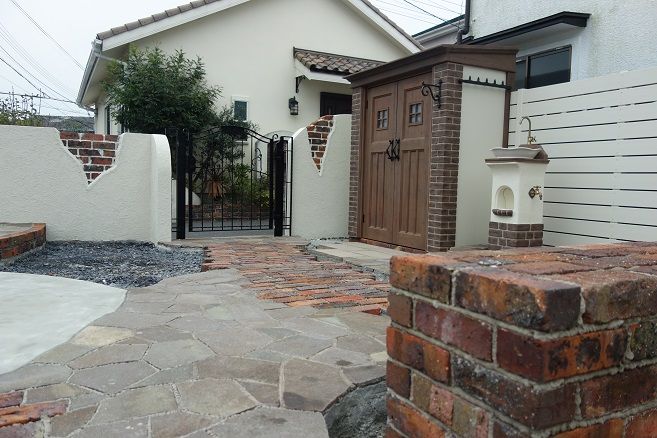 アンティークレンガでベンチを創りました ガーデニング工房 風我里 滋賀から発信