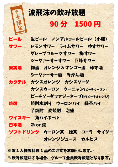 飲み放題メニュー(28年度)1