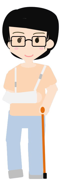 クライアント ｔ字杖 三角巾 作業療法士のイラスト素材