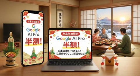 Google AI Proが年末年始限定で「半額」？日本の価格・できること・注意点をやさしく解説なのだ