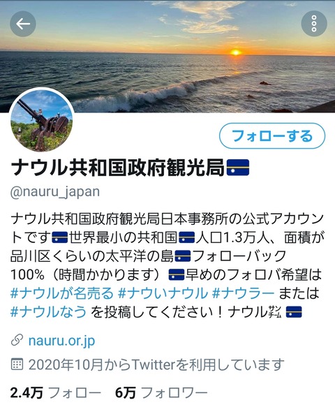 朗報 人口1 3万人の国 ナウル共和国さん フォロワー6万人達成 なんjコレクション