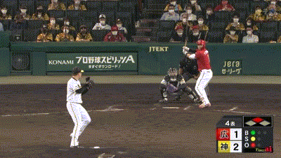 阪神対広島21回戦 広島 鈴木誠也 阪神 西から二打席連続第32号逆転2ランホームラン