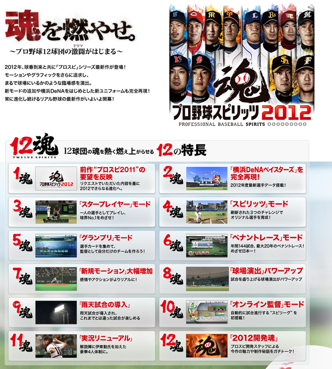 ゲーム紹介 プロ野球スピリッツ2012 PS3-PSVITA-PSP【公式サイト】