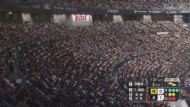 昨日の京セラ、観客33323人