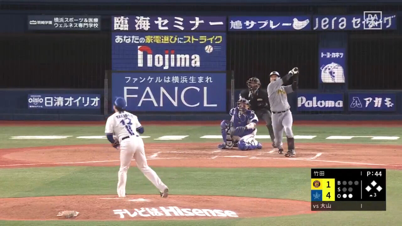 大山悠輔(阪神) 打率.305 3HR 出塁率.416 OPS.867 wRC+157👈この漢が完全復活した理由