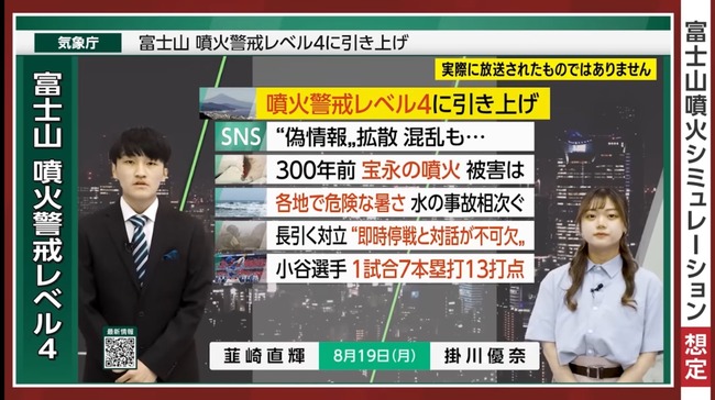 【悲報】防災団体の作成した富士山噴火のシミュレーション動画、ふざける
