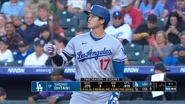 大谷翔平 打率.272 5本 11打点 OPS.908のサムネイル