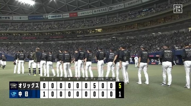 【中日対オリックス2回戦】オリックスが５－１で中日に勝利！7回代打代打代打で逆転！ゴンザレス同点打＆中川圭満塁V撃！山崎福３勝目！中日は連勝３でストップ