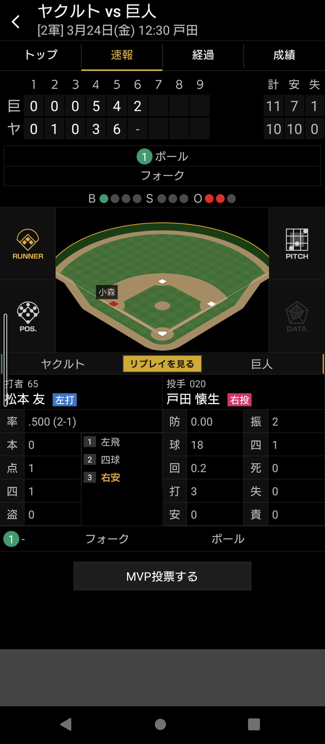 ファームの巨人vsヤクルト、糞まみれ