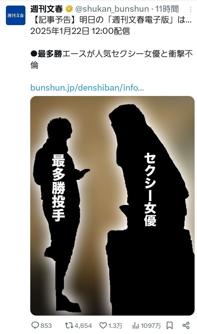 【悲報】最多勝投手の不倫相手のセクシー女優、デカすぎる