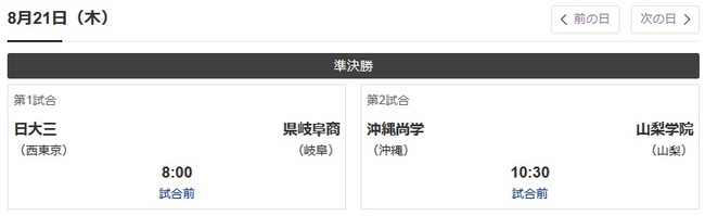 日大三、山梨学院、県岐阜商、沖縄尚学←これwwwwwww 日大三、山梨学院、県岐阜商、沖縄尚学←これwwwwwww