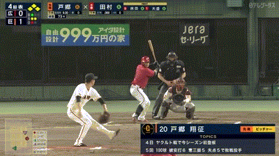 【巨人対広島6回戦】広島、4回表に田村のタイムリーなどで2点を取り逆転!!!!!!!