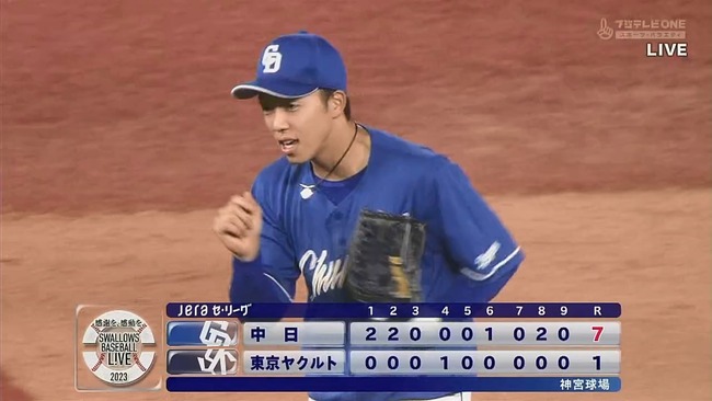 【ヤクルト対中日6回戦】中日が７－１でヤクルトに快勝し連敗３でストップ！小笠原７回１失点の快投で３勝目！岡林プロ初アーチ！ヤクルトは連敗で今季最多タイ借金３