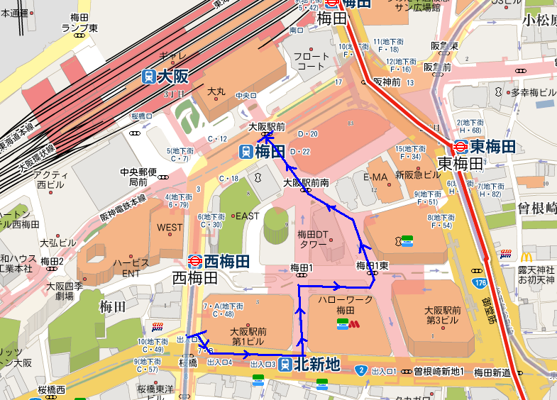 北新地駅 ディアモール大阪 大阪駅への道 Nanoda123のブログ 北新地駅 ディアモール大阪 大阪駅への道 Nanoda123のブログ