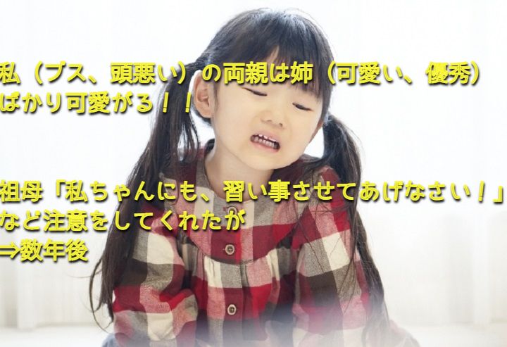私 ブス 頭悪い の両親は姉 可愛い 優秀 ばかり可愛がる 度々祖母 私ちゃんにも 習い事させてあげなさい など注意をしてくれたが 数年後 Nantoneko 私 ブス 頭悪い の両親は姉 可愛い 優秀 ばかり可愛がる 度々祖母 私ちゃんにも 習い事させてあげなさい など注意をしてくれたが 数年後 Nantoneko