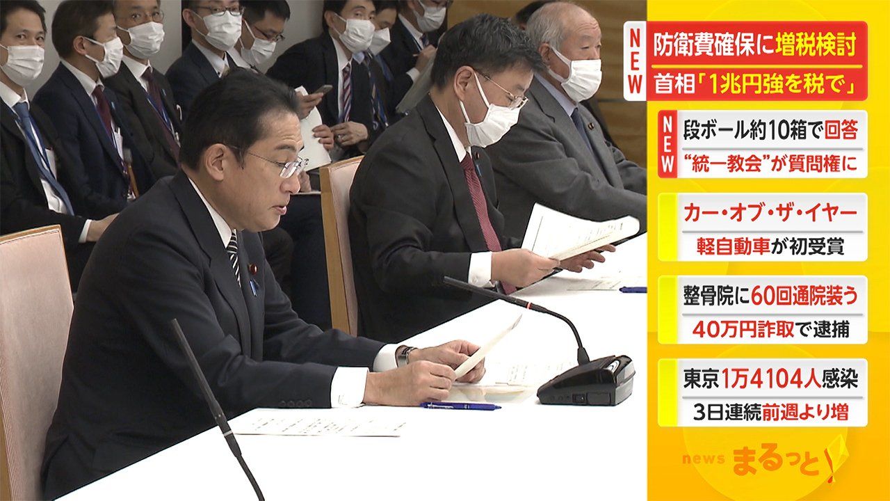 【速報】岸田首相、防衛費増額で所得税除いた形で1兆円増税！