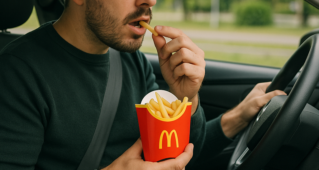 【疑問】運転しながら「フライドポテト」食べるのは交通違反？警察に確認すると…