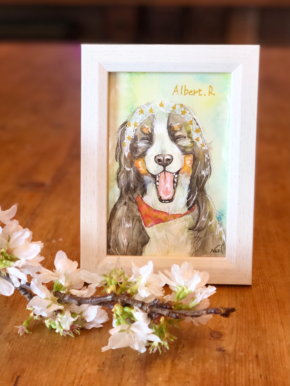 バーニーズと甲斐犬の肖像画 絵画 水彩画 ペットのオーダーイラスト 庭で宝物が見つかる ウチのナマモノ バーニーズと甲斐犬の肖像画 絵画 水彩画 ペットのオーダーイラスト 庭で宝物が見つかる ウチのナマモノ