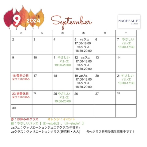 【スケジュール】2024年9月