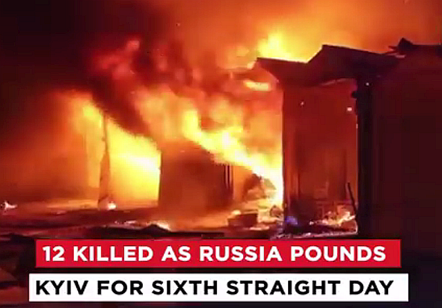 (5) 12 Killed as Russian Bombing Hits Kyiv For Sixth