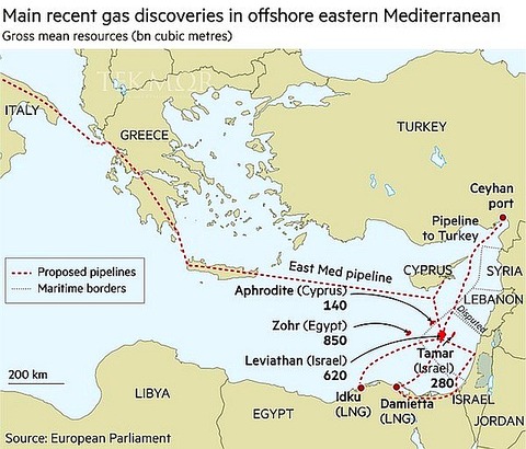 EasternMediterranean_ProposedPipelines_Fields_EU_TEKMOR