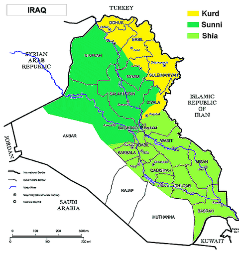 Iraq Shia Sunni map