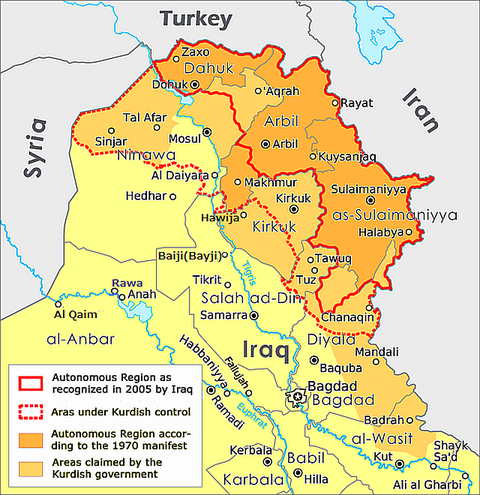 iraqi kurdistan map