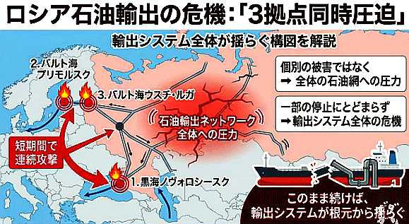 ついにロシア石油輸出ラインが全滅か！？