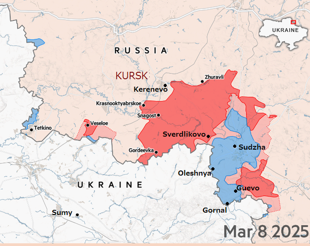 Ukraine loses ground in Kursk as US cuts off support