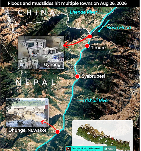 Maps- Flash Flood Ravages Nepal
