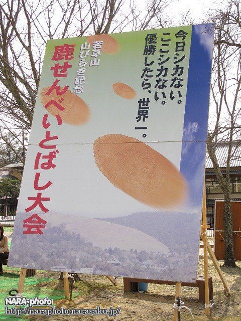 鹿せんべいとばし大会の看板