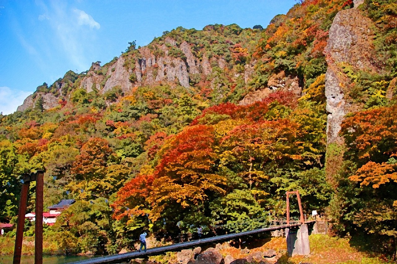 立久恵峡の紅葉 出雲市 宍道湖 しんじこ の夕景 なせば成る 立久恵峡の紅葉 出雲市 宍道湖 しんじこ の夕景 なせば成る