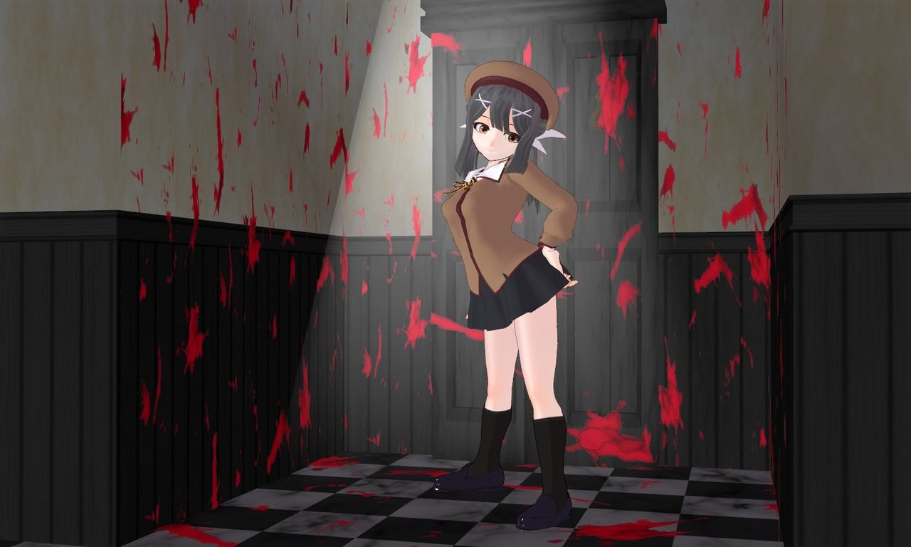 市松模様の床の通路背景（微グロ） : MetaLogic の 3Dカスタム少女MOD 