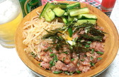 ネギトロ&たたきキュウリ&モヤシ丼