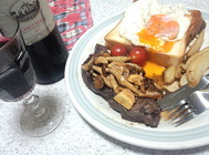 ステーキと赤ワイン