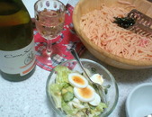 たらこスパと白ワイン