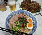 油そばとピーマンの肉詰め