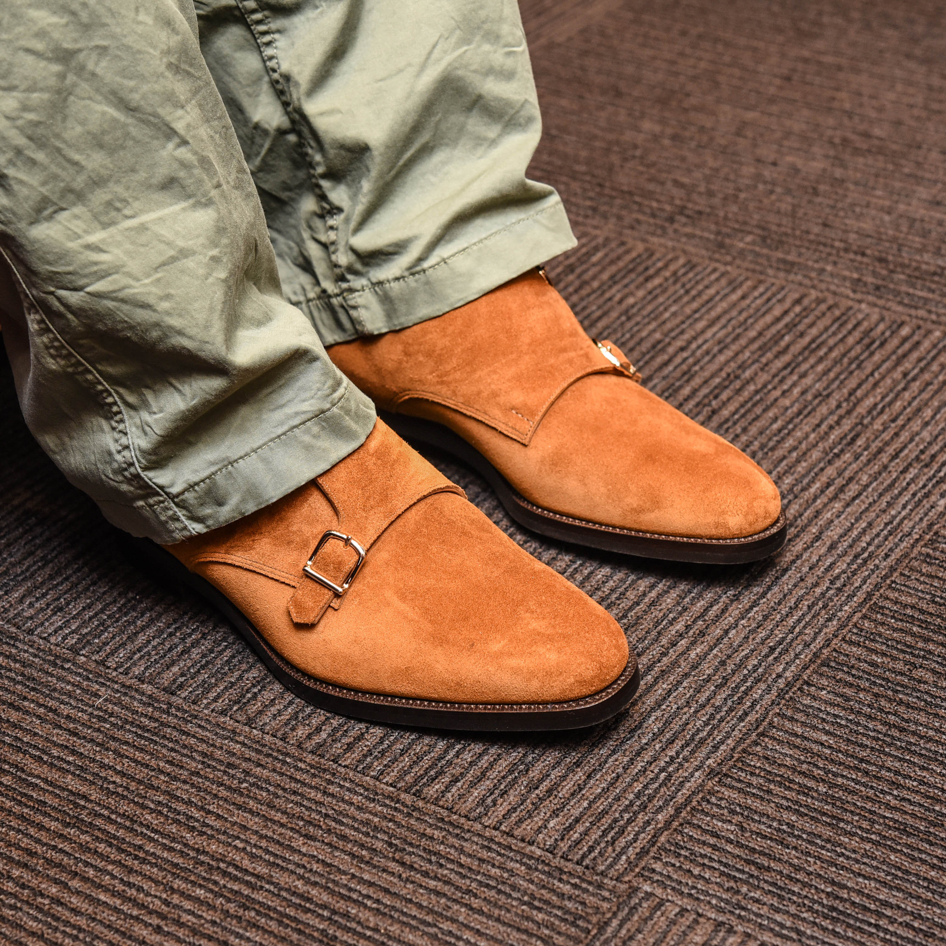 誂靴 | JOE WORKS JOE-0 ダブルモンクストラップ Janus Calf タバコ